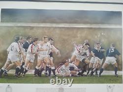 Édition Très Rare Limitée de l'Équipe de Rugby d'Angleterre Grand Chelem 1995 Encadrée Sans Verre