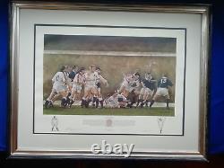 Édition Très Rare Limitée de l'Équipe de Rugby d'Angleterre Grand Chelem 1995 Encadrée Sans Verre