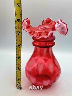 Édition limitée Fenton Handcrafted Cranberry Opalescent, motif optique en forme de cœur #48