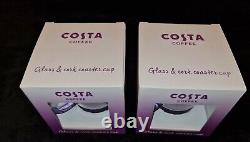 Édition limitée X2, tasse Costa Coffee et dessous de verre en liège en verre borosilicate violet.