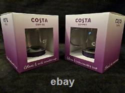 Édition limitée X2, tasse Costa Coffee et dessous de verre en liège en verre borosilicate violet.