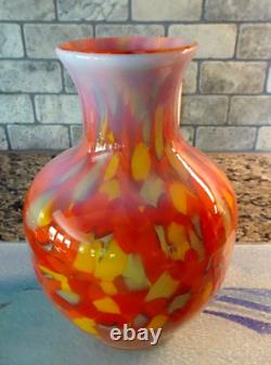 Édition limitée du vase en verre Fenton de Dave FETTY, motif en mosaïque de brume de Myriad, éclaboussures. #148/750