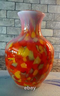 Édition limitée du vase en verre Fenton de Dave FETTY, motif en mosaïque de brume de Myriad, éclaboussures. #148/750