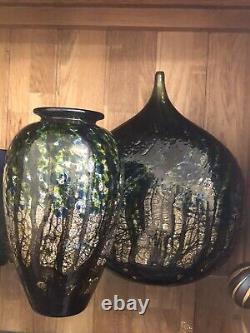 Édition limitée signée 20/100 Vase amphore en verre Undercliff de l'île de Wight
