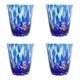 Ensemble De 4 Gobelets En Verre De Murano Bleu Millefiori 11cm