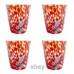 Ensemble de 4 gobelets en verre de Murano Millefiori rouges 11 cm