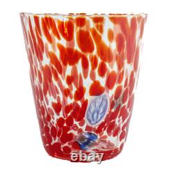 Ensemble de 4 gobelets en verre de Murano Millefiori rouges 11 cm