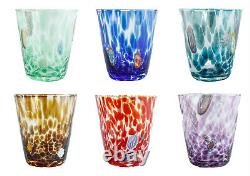 Ensemble de 6 verres à boire en verre de Murano multicolores faits à la main Millefiori 11 cm