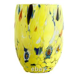 Ensemble de Quatre 4 Verres Art en Verre de Murano Multicolores Bleu Vert Jaune Millefiori