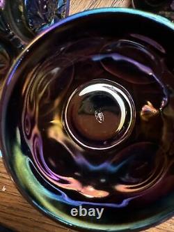 Ensemble de bol à punch en verre de 8 pièces, retraité, Fenton Irridescent Amethyst Carnival Grape, Vintage