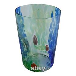 Ensemble de quatre gobelets à boire en verre de Murano multicolores vert bleu millefiori