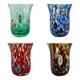 Ensemble De Quatre Verres à Boire En Verre De Murano Bleu Rouge Brun Multi Millefiori