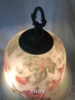 Fenton Art Glass Connoisseur Collection 1994 Lampe À Colibri Peinte À L'envers
