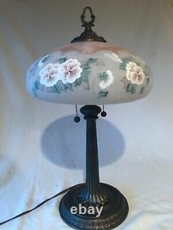 Fenton Art Glass Connoisseur Collection 1995 Lampe Florale Peinte À La Main