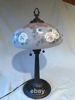 Fenton Art Glass Connoisseur Collection 1995 Lampe Florale Peinte À La Main