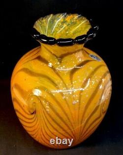Fenton Art Glass Dave Fetty Cut Fleurs Blown Main Vase Édition Limitée