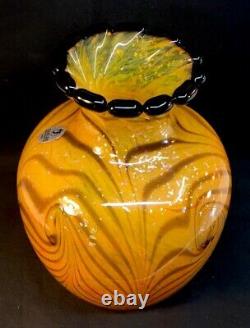 Fenton Art Glass Dave Fetty Cut Fleurs Blown Main Vase Édition Limitée