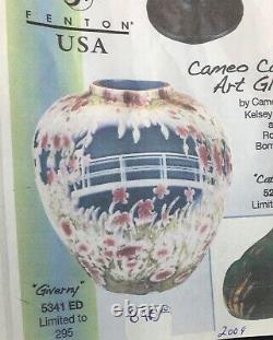 Fenton Art Glass Dave Fetty / Kelsey Murphy Cameo Vase Sculpté Limité À 295