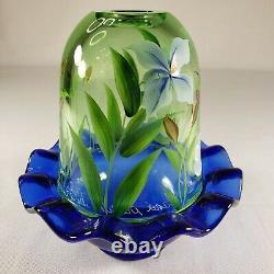Fenton Art Glass Fairy Lampe Peinte À La Main Edition Limitée K. A. Orge Et A. Deem