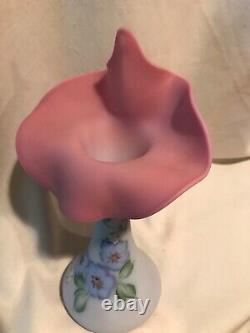 Fenton Art Glass Limited Edition Hibiscus Sur Vase Bleu Birman Tulip
