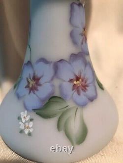 Fenton Art Glass Limited Edition Hibiscus Sur Vase Bleu Birman Tulip