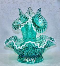 Fenton, Epergne, Robin’s Egg Blue Glass, Connoisseur Collection 2011, Limited