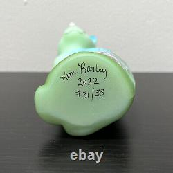 Fenton Glass Jadeite Green Stylized Whimsy Cat W Spring Bird Ltd Ed #31/33