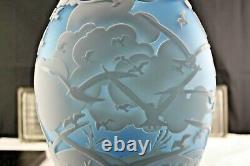 Fenton Glass Kelsey Murphy Sand Vase Sculpté Sail Away 114/150 Bateau Et Mouettes