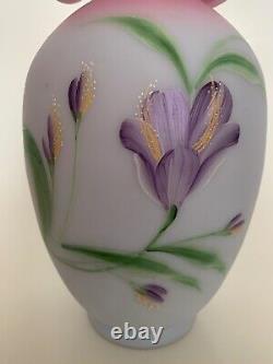 Fenton Lily Sur Le Birman Bleu 2002 Grand 10 Vase Edition Limitée 678/2750 Signé