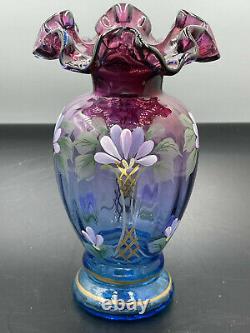 Fenton Mulberry Honor Collection Vase Limited Edition Peint À La Main