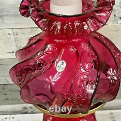 Fenton Paisley Cranberry Glass Hurricane Gone With The Wind Student Lamp Gwtw