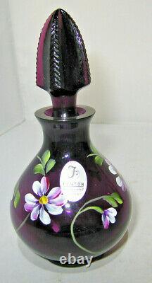 Fenton Purple/amethyst Limited 68/1000 Peint À La Main Avec Des Fleurs Bouteille De Parfum