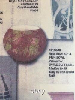 Fenton Sand Sculpté Persimmon Fish Bowl Limited À 95 Partie De La Collection Cameo