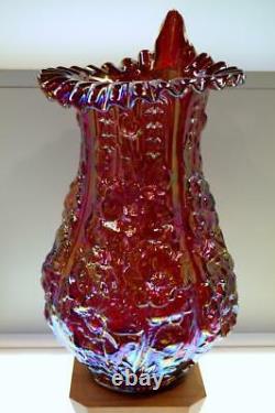Fenton Vase Jip Jack In The Pulpit Poppy Show Ruby Red Carnival Freeusashp