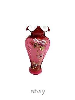 Fenton Wild Rose Berries Vase 11 Connoisseur Édition Limitée Signée