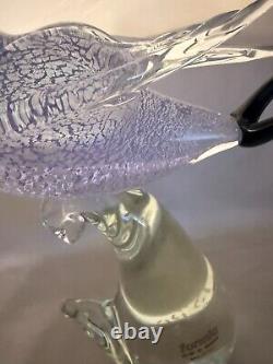 Feuille d'Argent Verre Murano Oiseau Magnifique Édition Limitée