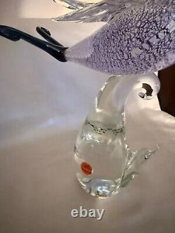 Feuille d'Argent Verre Murano Oiseau Magnifique Édition Limitée