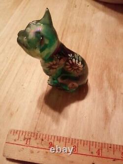 Figurine de chat en verre d'art vintage Fenton, ensemble de 3 pièces, édition limitée numérotée