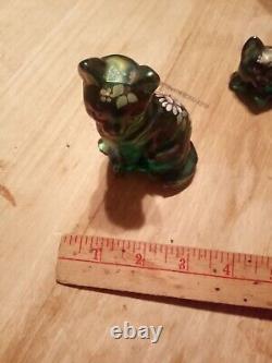 Figurine de chat en verre d'art vintage Fenton, ensemble de 3 pièces, édition limitée numérotée