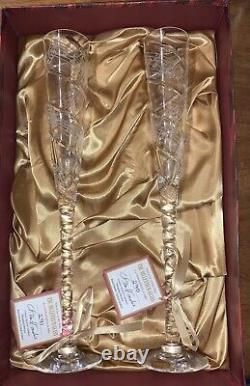 Flûtes à champagne Royal Brierley édition limitée Millénium Auld Lang Syne en boîte