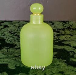 Français Antique Opaline Vaseline Portieux Vallerysthal Lotion Glass Bottle 1940's