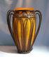 Français Art Déco Dubois Orange Glass & Wrought Iron Vase Circa 1925