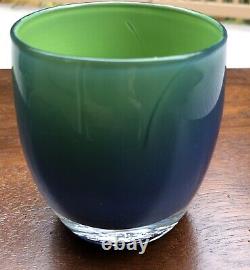 Glassybaby Seahawks Pride Limited Edition Blue Green Votive Candle Holder Rare