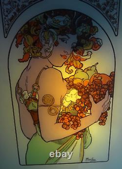 Impression d'art vintage sur verre inversé d'Alphonse Mucha - Art de la fruit Art Nouveau pour le design d'intérieur