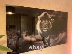 Impression sur verre acrylique d'art mural Lion 105cm x 60cm Édition limitée