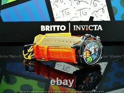 Invicta Men's 43mm Limited Ed Romero Britto Tri-colored Verre Fibre Orange Montre