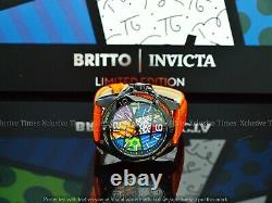 Invicta Men's 43mm Limited Ed Romero Britto Tri-colored Verre Fibre Orange Montre