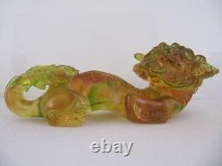 Liuligongfang Cristal Paté De Verre Glass Green Foo Dog Édition Limitée 7