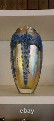 Lundberg Studios Art Glass Daniel Salazar Paperweight Vase Wisteria 8,8 2007