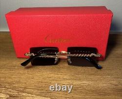 Lunettes de soleil Cartier CT1046S 011 Or Serpent Cadre Carré Édition Limitée Nouveau